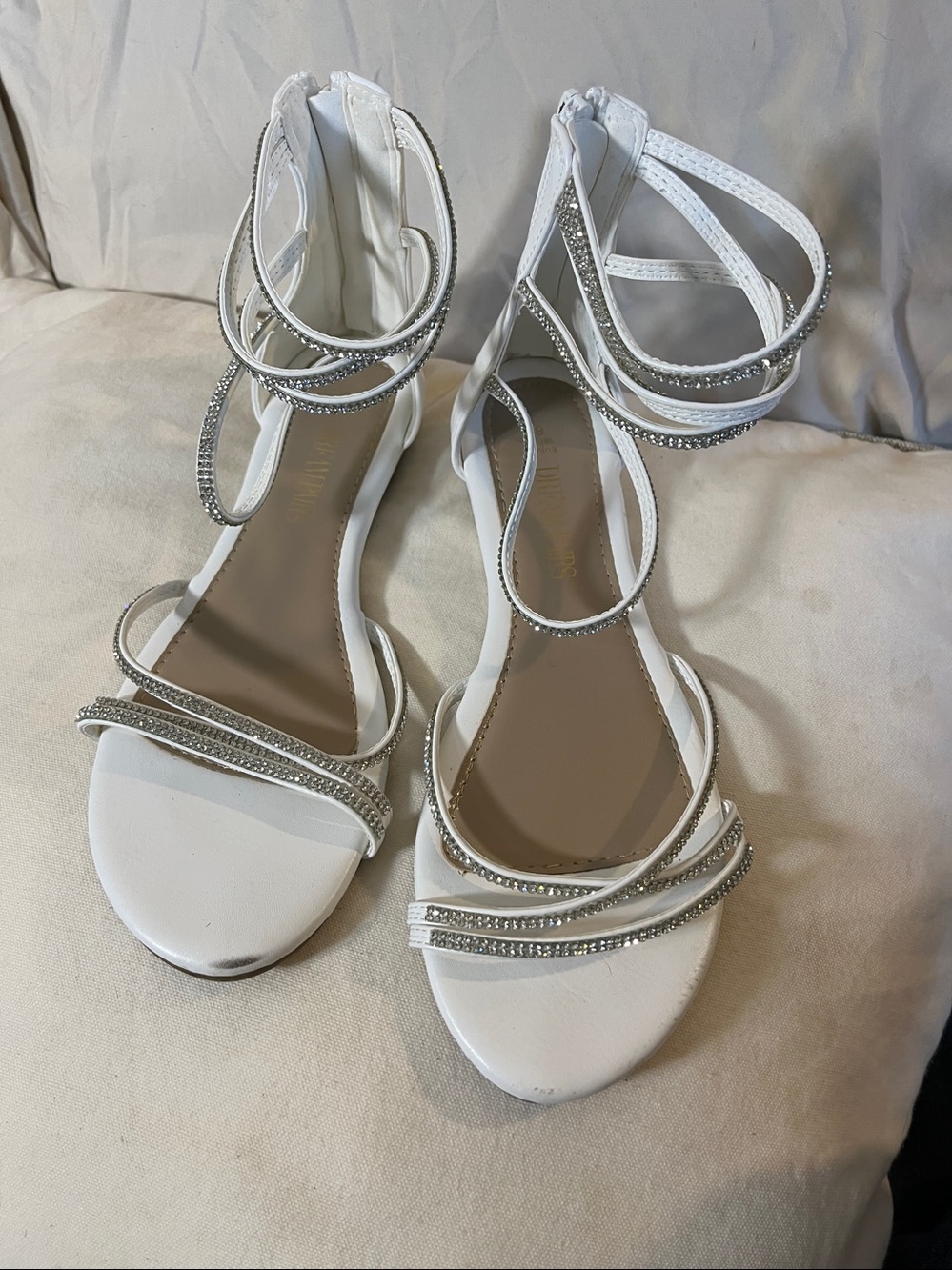 Dream Pairs White Rhinestone Ankle-Strap Women’s Sandals